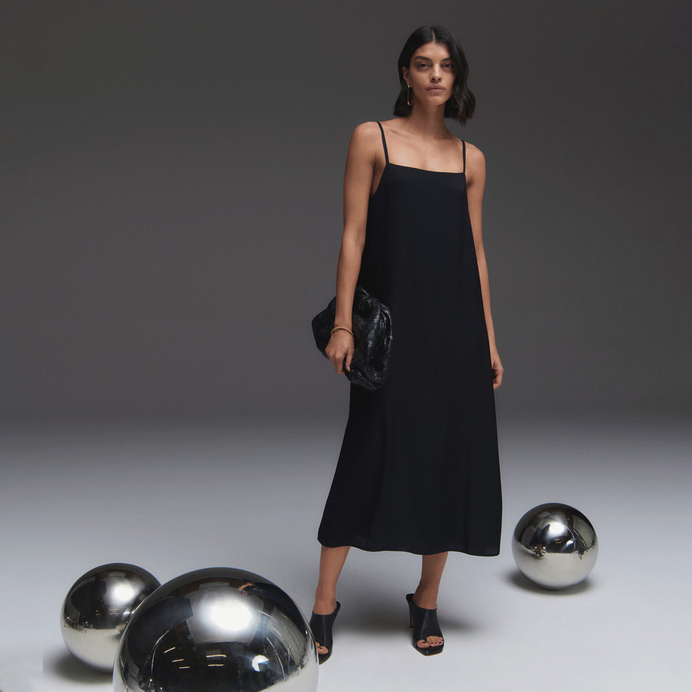 Everlane The Japanese GoWeave®  Slip Dress Black Base - Size 00